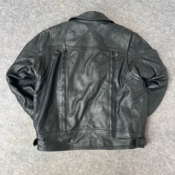 First Classics Genuine Leather Black Biker Jacket Mens Full Zip Black Size Large - Picture 2 of 15